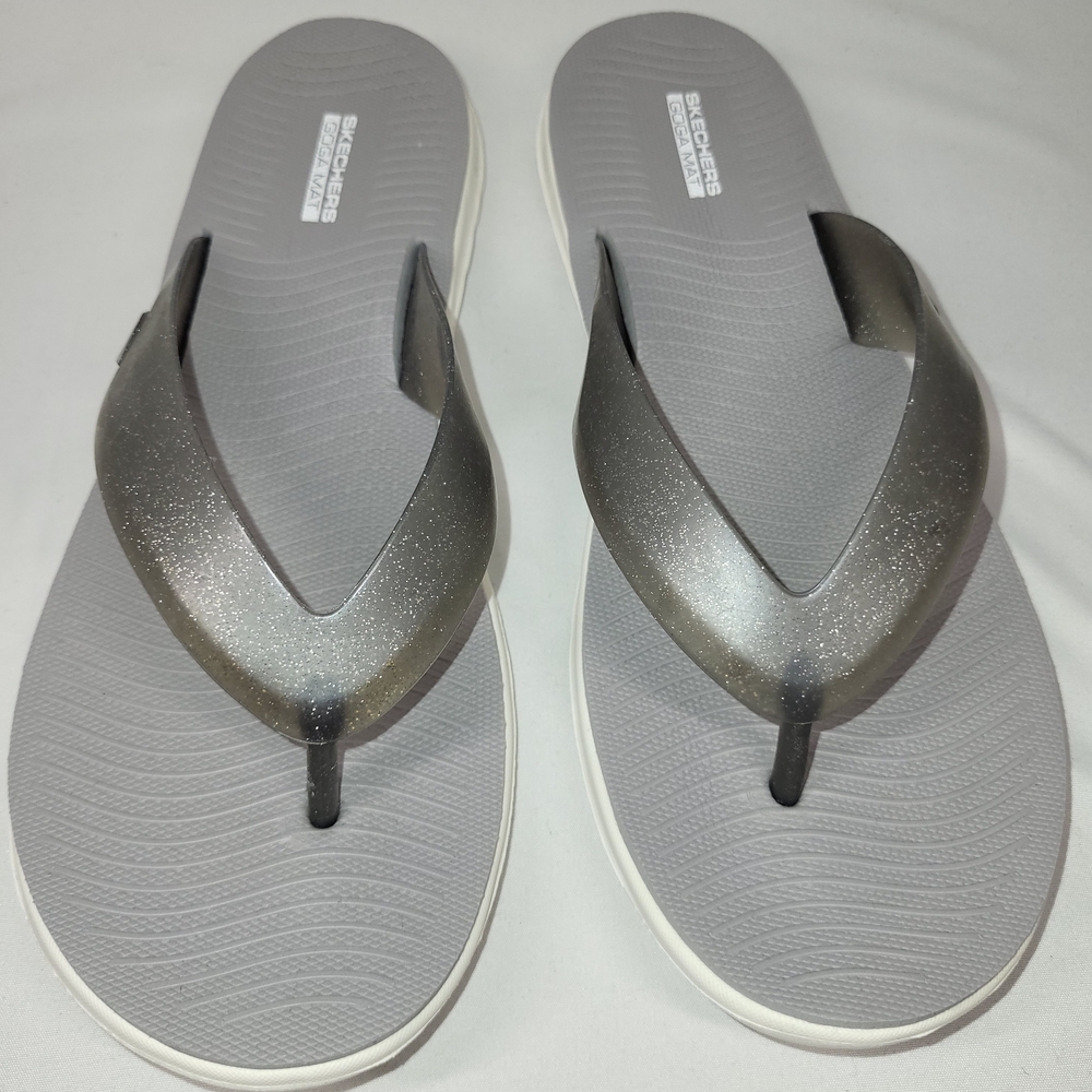 Skechers Gray Glitter Flip Flop Sandals Size 10